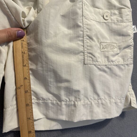 AFTCO Bluewater Cargo Nylon Fishing Shorts Size 32 Tan Ivory Elastic Waist 7” - Picture 7 of 11